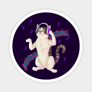 Cat listening to music Magnet